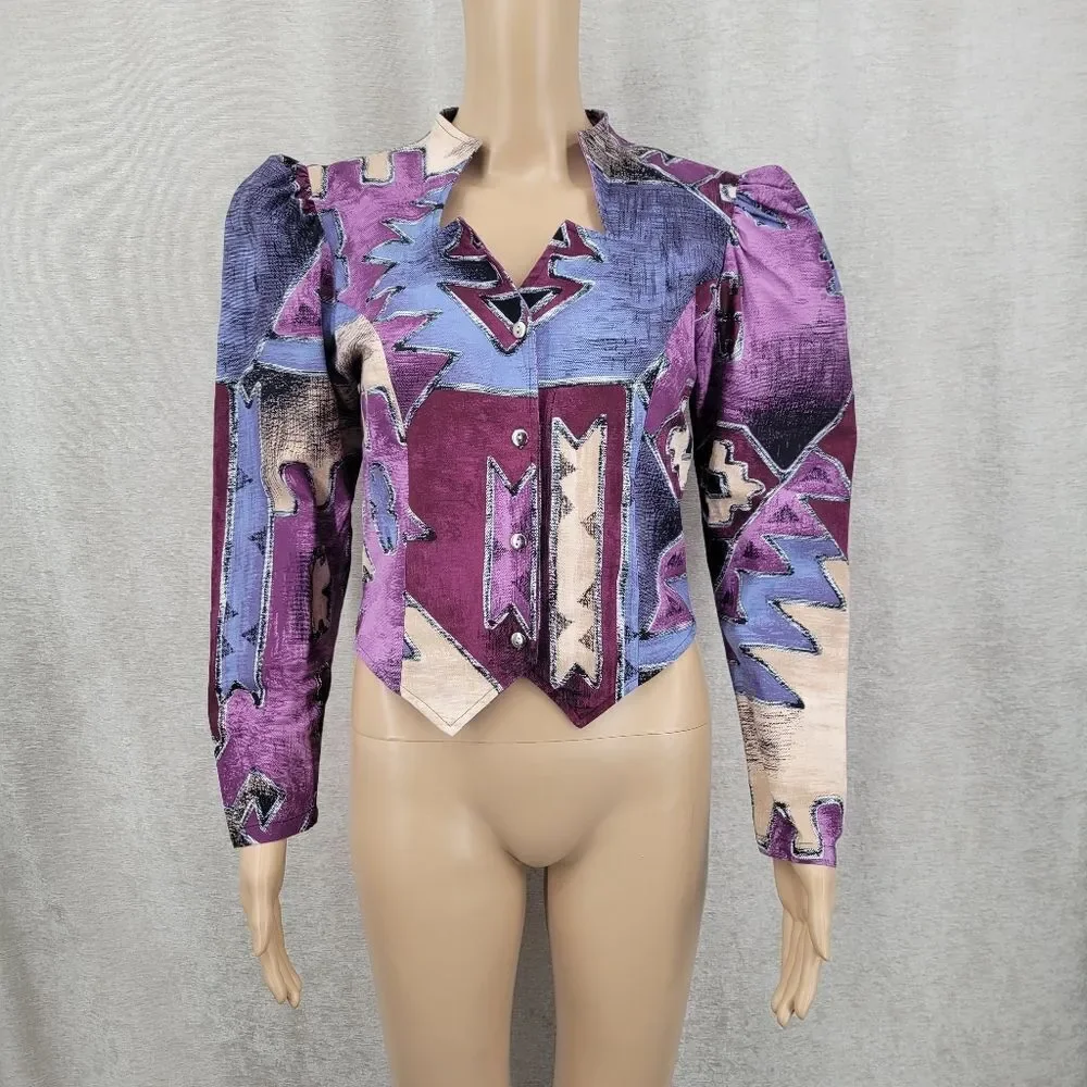 Roughrider Vintage Western Circle Skirt Set Top Puffed Sleeves Corset Back